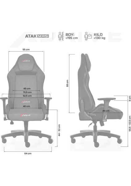 Atak Profesyonel Oyuncu Koltuğu Gri/Siyah