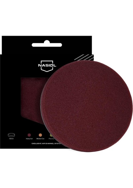 Özel Hava Kanallı Polisaj Süngeri/Pedi-Ağır Çizik Giderici-150mm-Bordo-Araç Pasta Cila Pedi