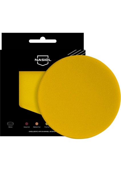 Özel Hava Kanallı Polisaj Süngeri/Pedi-Hafif Çizik Giderici-150mm-Sarı-Araç Pasta Cila Pedi