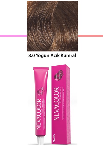 Premium 8.0 Yoğun Açık Kumral - Kalıcı Krem Saç Boyası 50 G Tüp