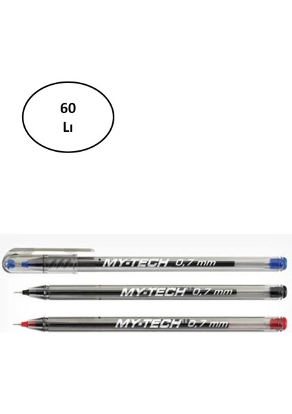 Tükenmez Kalem My-Tech 0.7 mm Renkli 60 LI 2240