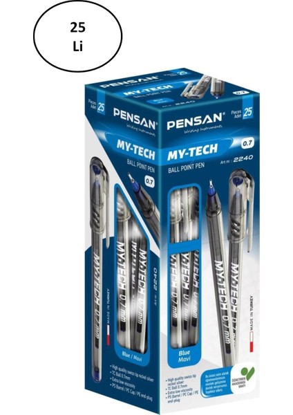 2240 My-Tech Tükenmez Kalem 0,7 mm Mavi 25'li