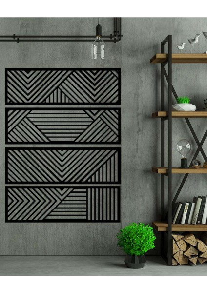 - Geometric Lines Metal Duvar Tablosu - Ev Duvar Dekorasyonu - 100 X 130 - Cm -Siyah - Deco-013 fiyatları