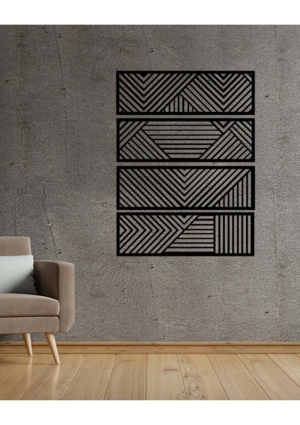 - Geometric Lines Metal Duvar Tablosu - Ev Duvar Dekorasyonu - 100 X 130 - Cm -Siyah - Deco-013 modelleri
