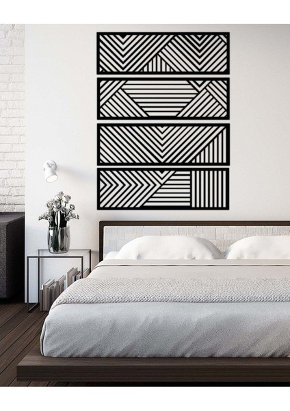 - Geometric Lines Metal Duvar Tablosu - Ev Duvar Dekorasyonu - 100 X 130 - Cm -Siyah - Deco-013 fırsatları