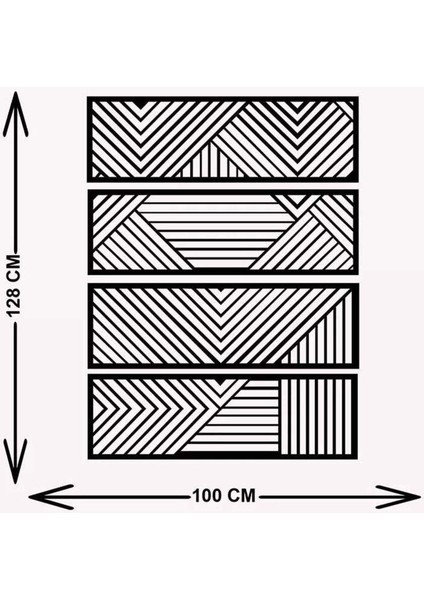 - Geometric Lines Metal Duvar Tablosu - Ev Duvar Dekorasyonu - 100 X 130 - Cm -Siyah - Deco-013 indirimleri