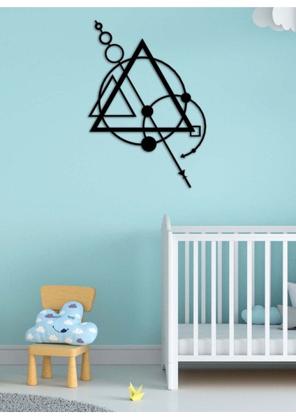 - Archer Geometric Metal Duvar Tablo - Ev Duvar Dekorasyonu - 80 X 53 - Cm -Siyah - Deco-038