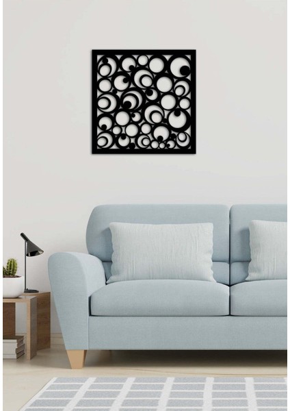 - Bubbles Metal Duvar Tablosu - Ev Duvar Dekorasyonu - 60 X 60 - Cm -Siyah - Deco-079