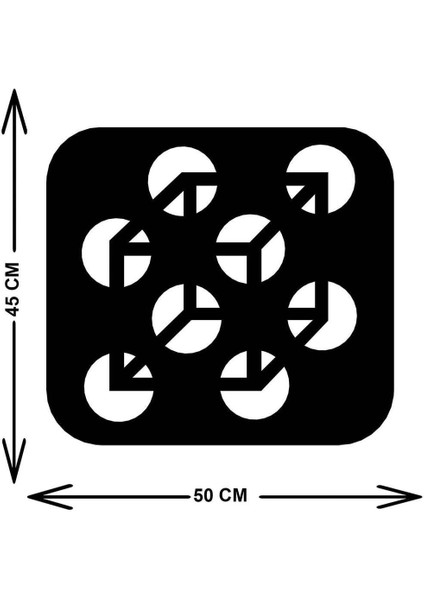 - Elmas Kesim Metal Duvar Tablosu - Ev Duvar Dekorasyonu - 50 X 45 - Cm -Siyah - Deco-093