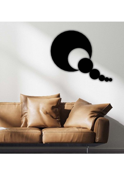 - Ayrılan Baloncuklar Metal Duvar Tablosu - Ev Duvar Dekorasyonu - 70 X 60 - Cm -Siyah - Deco-164
