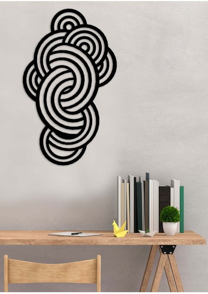- Doodle Waves Duvar Tablosu - Ev Duvar Dekorasyonu - 80 X 48 - Cm -Siyah - Deco-004