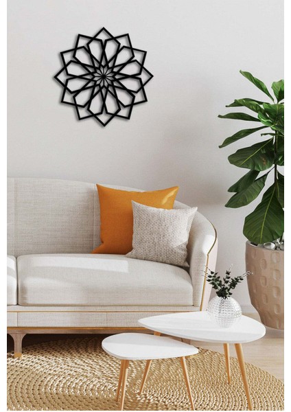 - Geometric Flower Metal Duvar Tablosu - Ev Duvar Dekorasyonu - 50 X 50 - Cm -Siyah - Deco-048 fiyatları