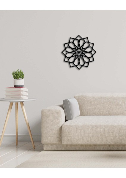 - Geometric Flower Metal Duvar Tablosu - Ev Duvar Dekorasyonu - 50 X 50 - Cm -Siyah - Deco-048 modelleri