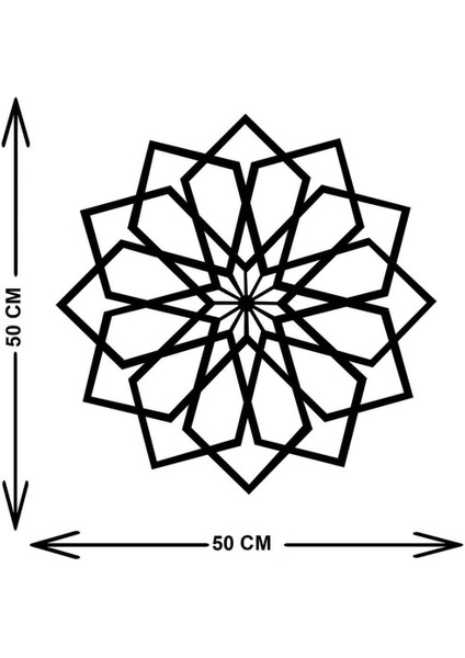 - Geometric Flower Metal Duvar Tablosu - Ev Duvar Dekorasyonu - 50 X 50 - Cm -Siyah - Deco-048 indirimleri