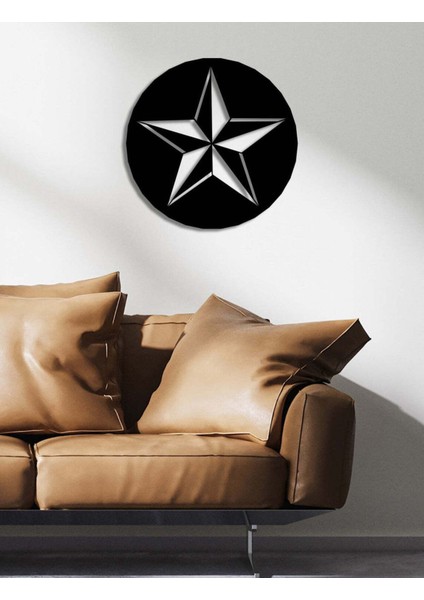 - Rosco Yıldız Metal Duvar Tablosu - Ev Duvar Dekorasyonu - 50 X 50 - Cm -Siyah - Deco-097