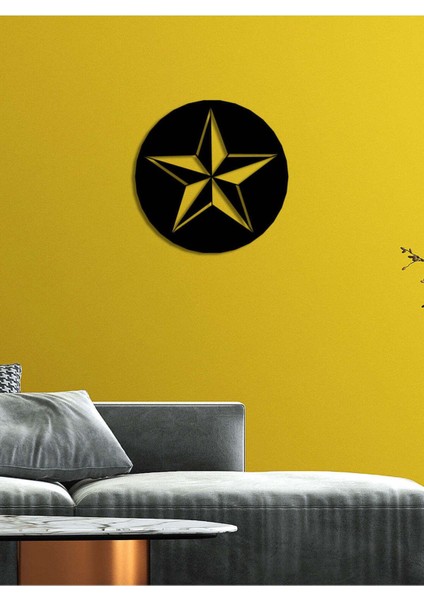 - Rosco Yıldız Metal Duvar Tablosu - Ev Duvar Dekorasyonu - 50 X 50 - Cm -Siyah - Deco-097