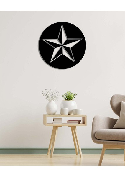 - Rosco Yıldız Metal Duvar Tablosu - Ev Duvar Dekorasyonu - 50 X 50 - Cm -Siyah - Deco-097