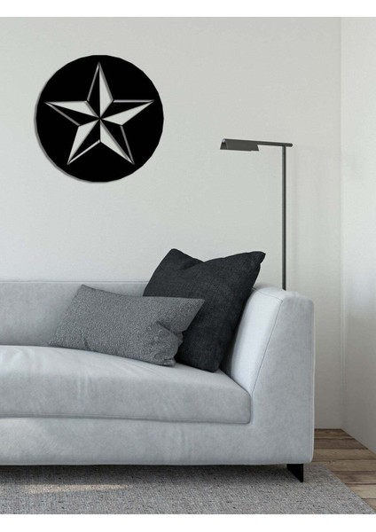 - Rosco Yıldız Metal Duvar Tablosu - Ev Duvar Dekorasyonu - 50 X 50 - Cm -Siyah - Deco-097