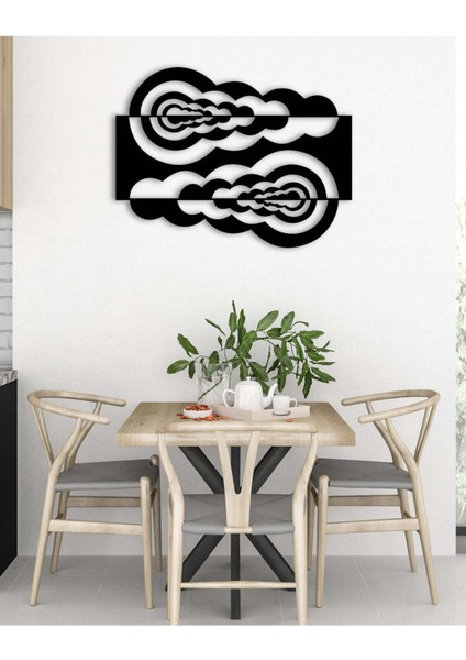 - Puffy Cloud Metal Duvar Tablosu - Ev Duvar Dekorasyonu - 70 X 53 - Cm -Siyah - Deco-077