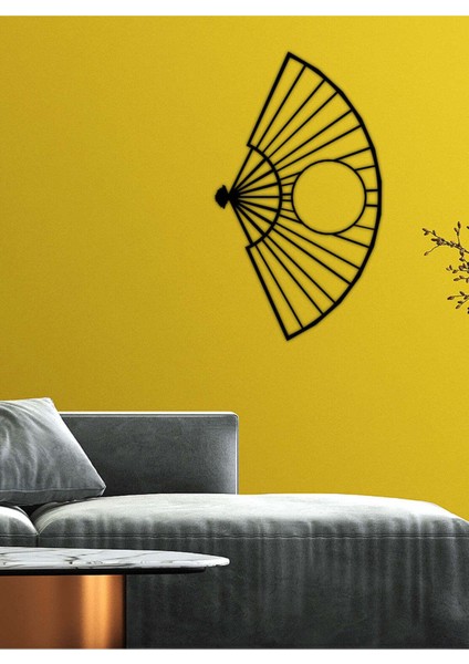 - Japannese Fan Icon Duvar Metal Tablosu - Ev Duvar Dekorasyonu - 70 X 40 - Cm -Siyah - Deco-197