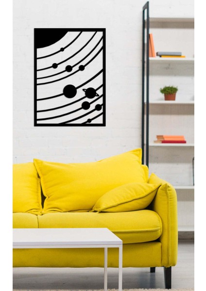 - Gezegenler Metal Duvar Tablo - Ev Duvar Dekorasyonu - 50 X 50 - Cm -Siyah - Deco-040