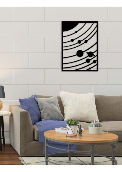 - Gezegenler Metal Duvar Tablo - Ev Duvar Dekorasyonu - 50 X 50 - Cm -Siyah - Deco-040 modelleri