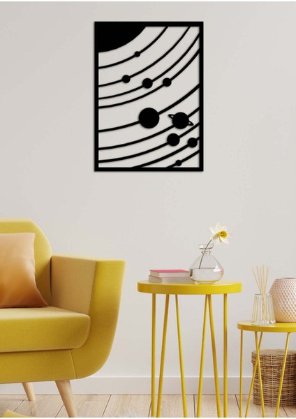- Gezegenler Metal Duvar Tablo - Ev Duvar Dekorasyonu - 50 X 50 - Cm -Siyah - Deco-040 fırsatları