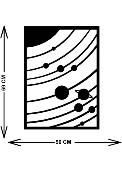 - Gezegenler Metal Duvar Tablo - Ev Duvar Dekorasyonu - 50 X 50 - Cm -Siyah - Deco-040 indirimleri