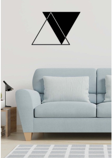 - Balance Of Triangles Metal Duvar Tablosu - Ev Duvar Dekorasyonu - 50 X 33 - Cm -Siyah - Deco-180
