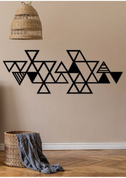 - Geometric Triangles Metal Duvar Tablosu - Ev Duvar Dekorasyonu - 100 X 36 - Cm -Siyah - Deco-005 fiyatları