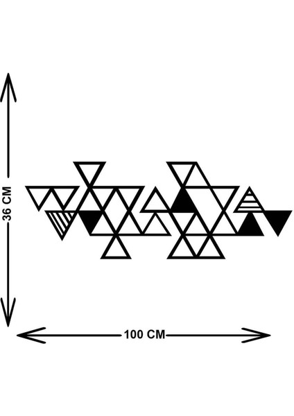 - Geometric Triangles Metal Duvar Tablosu - Ev Duvar Dekorasyonu - 100 X 36 - Cm -Siyah - Deco-005 indirimleri
