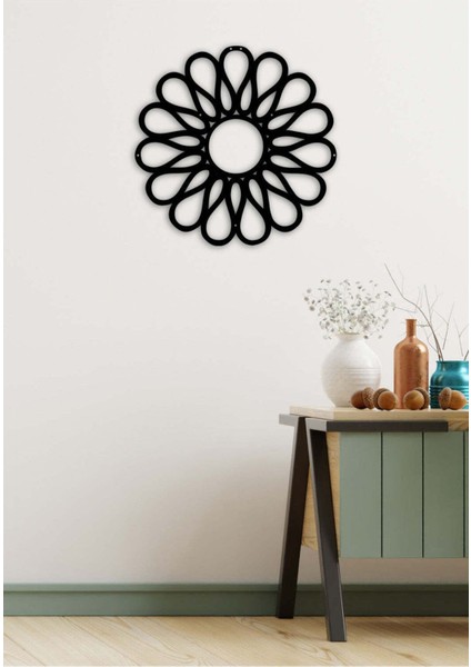 - Flower Doodle Metal Duvar Tablosu - Ev Duvar Dekorasyonu - 50 X 50 - Cm -Siyah - Deco-125 fiyatları