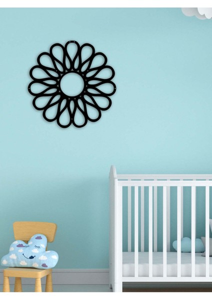 - Flower Doodle Metal Duvar Tablosu - Ev Duvar Dekorasyonu - 50 X 50 - Cm -Siyah - Deco-125 modelleri