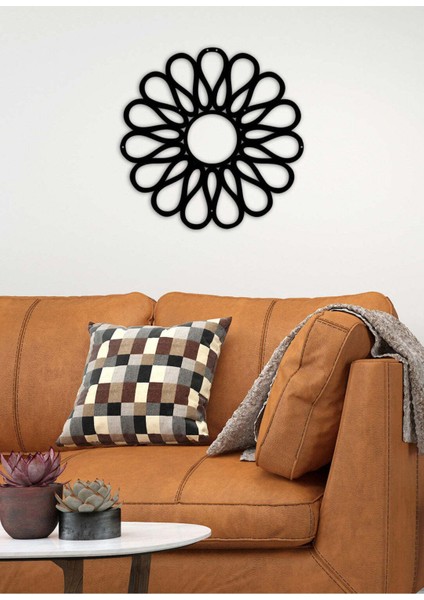 - Flower Doodle Metal Duvar Tablosu - Ev Duvar Dekorasyonu - 50 X 50 - Cm -Siyah - Deco-125 fırsatları