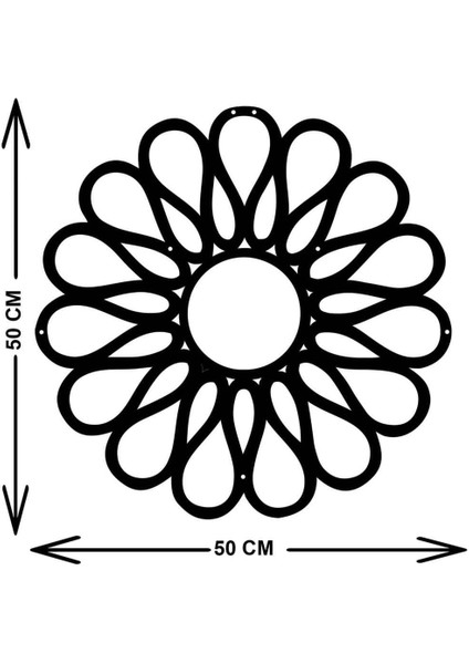 - Flower Doodle Metal Duvar Tablosu - Ev Duvar Dekorasyonu - 50 X 50 - Cm -Siyah - Deco-125 indirimleri