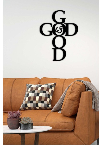 - God Is Good Metal Duvar Tablosu - Ev Duvar Dekorasyonu - 50 X 38 - Cm -Siyah - Deco-130