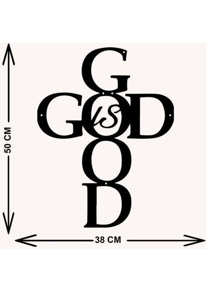 - God Is Good Metal Duvar Tablosu - Ev Duvar Dekorasyonu - 50 X 38 - Cm -Siyah - Deco-130 indirimleri
