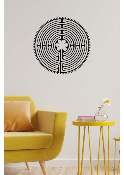 - Chartres Labirenti Metal Duvar Tablosu - Ev Duvar Dekorasyonu - 60 X 60 - Cm -Siyah - Deco-203 modelleri