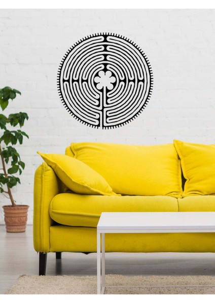 - Chartres Labirenti Metal Duvar Tablosu - Ev Duvar Dekorasyonu - 60 X 60 - Cm -Siyah - Deco-203 fırsatları