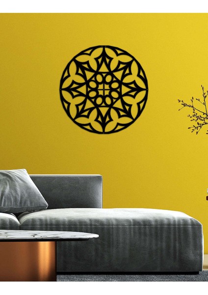 - Mandala Metal Duvar Tablosu - Ev Duvar Dekorasyonu - 60 X 60 - Cm -Siyah - Deco-115 fırsatları