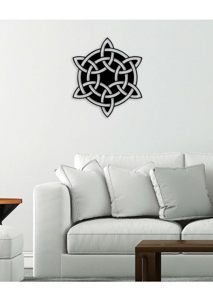 - Kelt Düğümü Metal Duvar Tablosu - Ev Duvar Dekorasyonu - 60 X 52 - Cm -Siyah - Deco-076