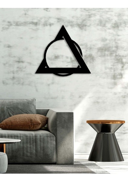 - Triangle Circle Fasab Metal Duvar Tablosu - Ev Duvar Dekorasyonu - 50 X 46 - Cm -Siyah - Deco-088 fiyatları