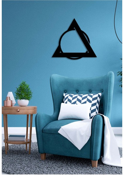 - Triangle Circle Fasab Metal Duvar Tablosu - Ev Duvar Dekorasyonu - 50 X 46 - Cm -Siyah - Deco-088 modelleri