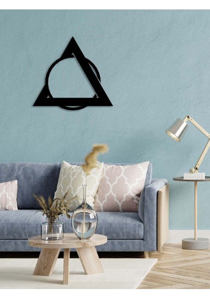 - Triangle Circle Fasab Metal Duvar Tablosu - Ev Duvar Dekorasyonu - 50 X 46 - Cm -Siyah - Deco-088 fırsatları