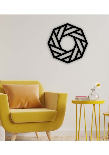 - Geometrik Kesim Daire Metal Duvar Tablosu - Ev Duvar Dekorasyonu - 50 X 50 - Cm -Siyah - Deco-092 modelleri