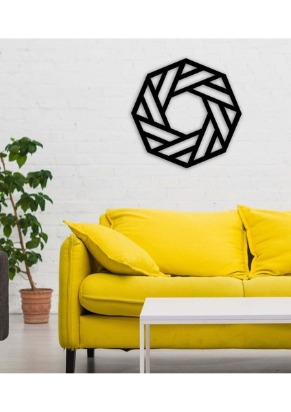 - Geometrik Kesim Daire Metal Duvar Tablosu - Ev Duvar Dekorasyonu - 50 X 50 - Cm -Siyah - Deco-092 fırsatları