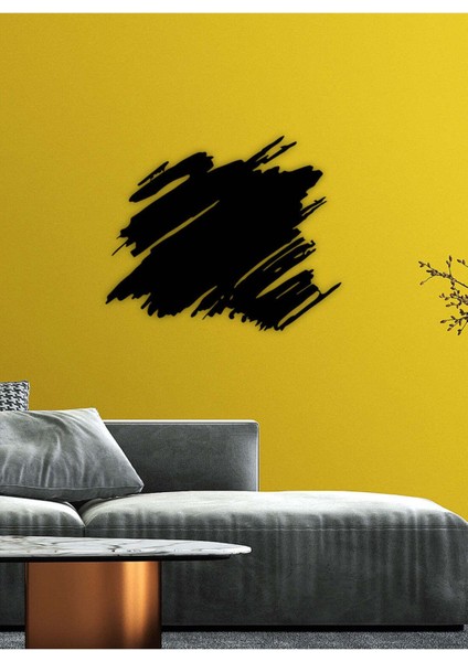 - Fırça Izi Metal Duvar Tablosu - Ev Duvar Dekorasyonu - 70 X 58 - Cm -Siyah - Deco-168