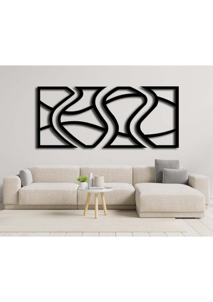 - Esnek Daireler Metal Duvar Tablosu - Ev Duvar Dekorasyonu - 75 X 165 - Cm -Siyah - Deco-055