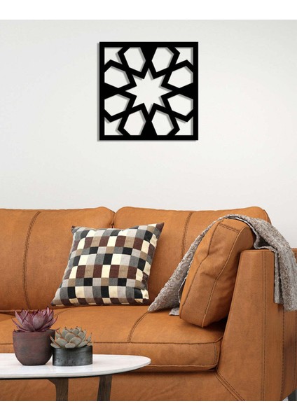 - Selçuklu Metal Duvar Tablosu - Ev Duvar Dekorasyonu - 50 X 50 - Cm -Siyah - Deco-100