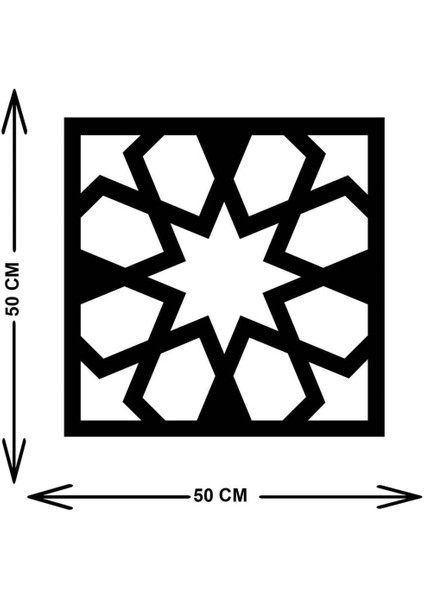 - Selçuklu Metal Duvar Tablosu - Ev Duvar Dekorasyonu - 50 X 50 - Cm -Siyah - Deco-100 indirimleri